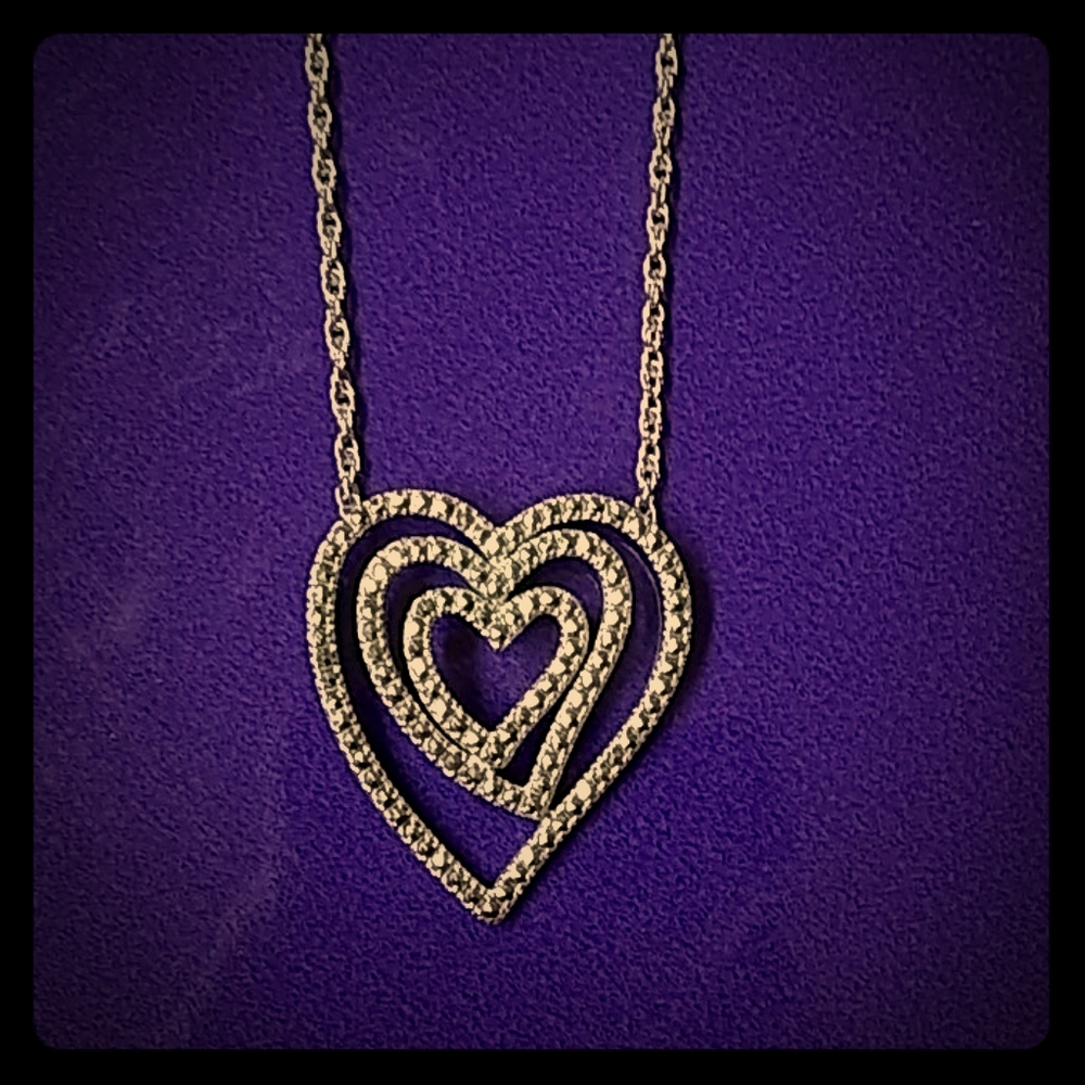 Beautiful Solid Silver Heart Necklace - image 1
